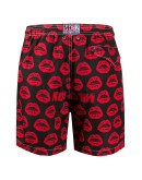 lip-print drawstring swim shorts