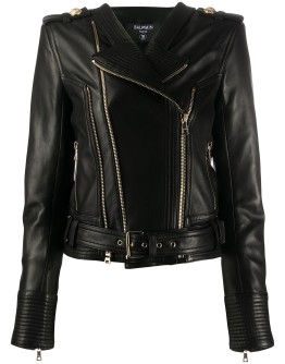 zipped biker jacket