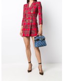 double-breasted tartan check dress