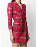 double-breasted tartan check dress