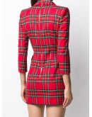double-breasted tartan check dress
