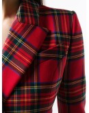 double-breasted tartan check dress