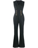 metallic threading flared jumpsuit