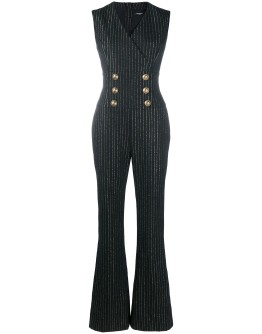 metallic threading flared jumpsuit