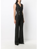 metallic threading flared jumpsuit