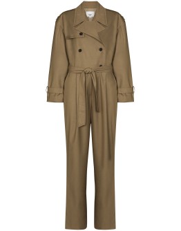 belted trench jumpsuit