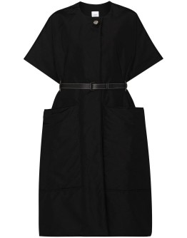 short-sleeve belted cape coat