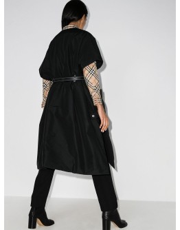short-sleeve belted cape coat