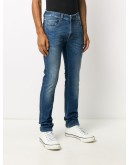 duck-embroidered slim-fit jeans