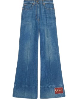 logo-patch flared denim jeans