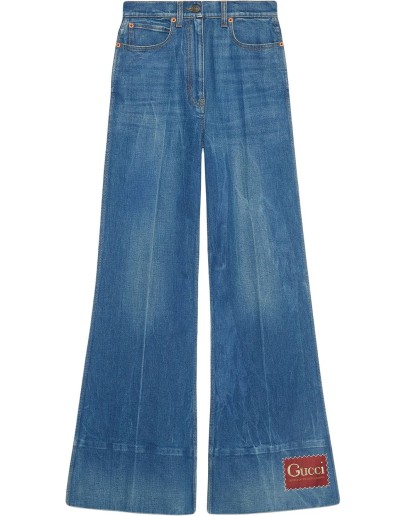 logo-patch flared denim jeans