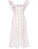 Amethyst ruffled floral-print dress