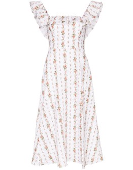 Amethyst ruffled floral-print dress