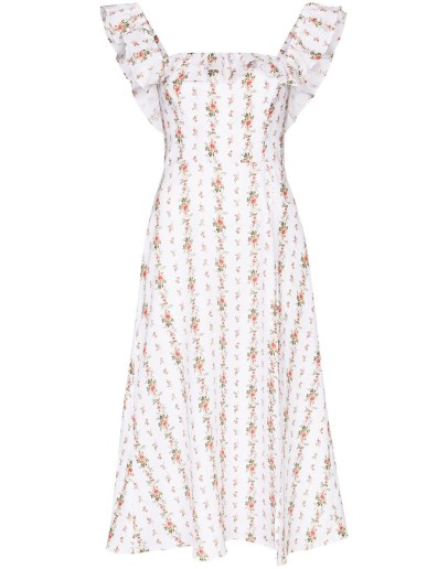 Amethyst ruffled floral-print dress