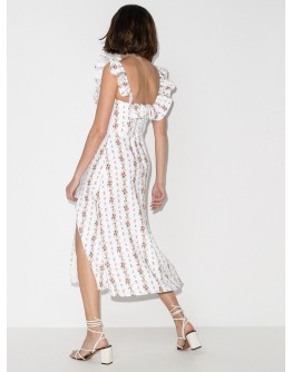 Amethyst ruffled floral-print dress