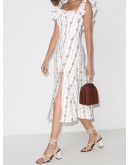 Amethyst ruffled floral-print dress