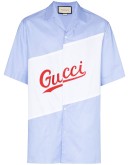 logo script oversize bowling shirt