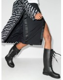 quote-motif lace-up riding boots