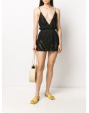 deep V-neck knit playsuit