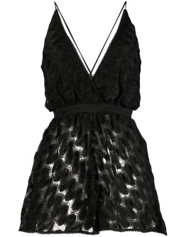 deep V-neck knit playsuit