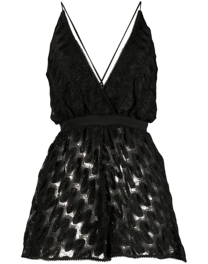 deep V-neck knit playsuit