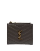 monogram-plaque zip wallet