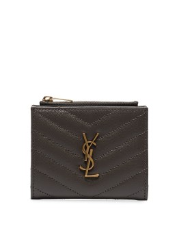 monogram-plaque zip wallet