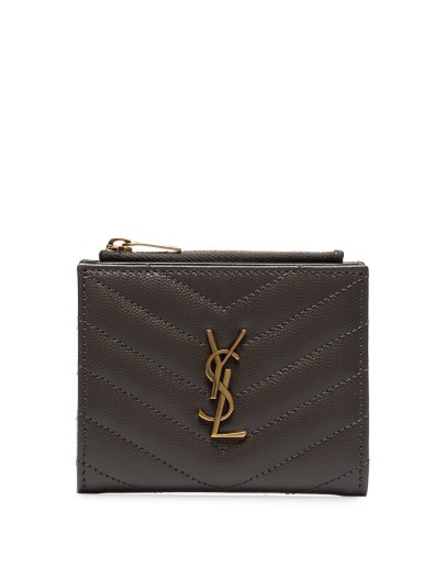 monogram-plaque zip wallet