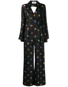 geometric print cut-out jumpsuit