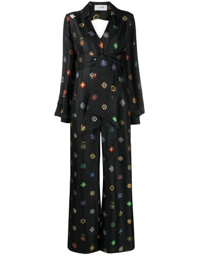 geometric print cut-out jumpsuit