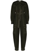 pocket detail belted cotton jumpsuit