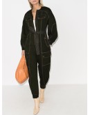 pocket detail belted cotton jumpsuit