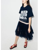slogan-print panelled dress