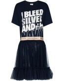 slogan-print panelled dress