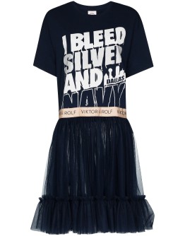 slogan-print panelled dress