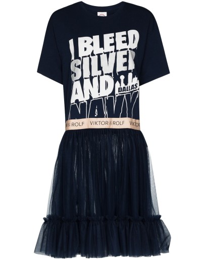 slogan-print panelled dress