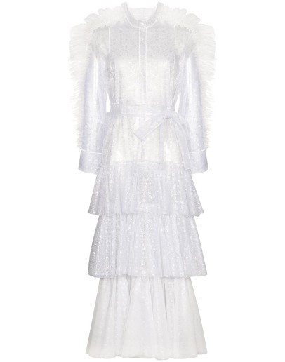 tulle ruffled shirt dress