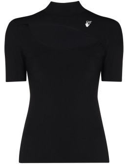 cut-out detail logo T-shirt