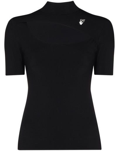 cut-out detail logo T-shirt