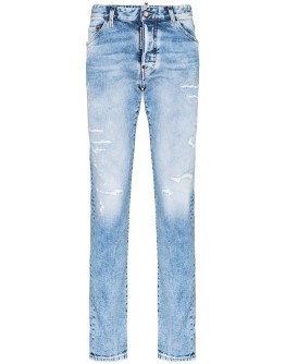distressed straight leg jeans