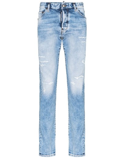 distressed straight leg jeans