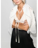 crochet-knit cape jacket