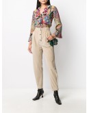 ribbed high-waisted trousers