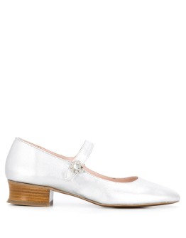 Fach crystal-buckle ballerina pumps