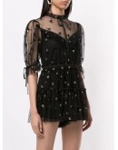 Moon Lover floral embroidered playsuit