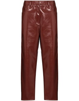 patent-effect cropped trousers