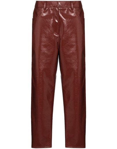 patent-effect cropped trousers