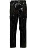 cropped patent-effect trousers