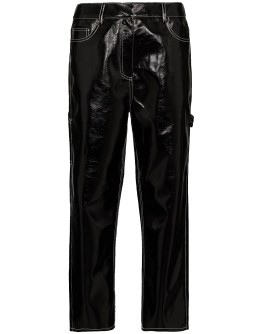 cropped patent-effect trousers
