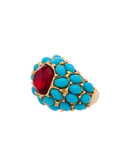Turquoise cabochon dome cocktail ring